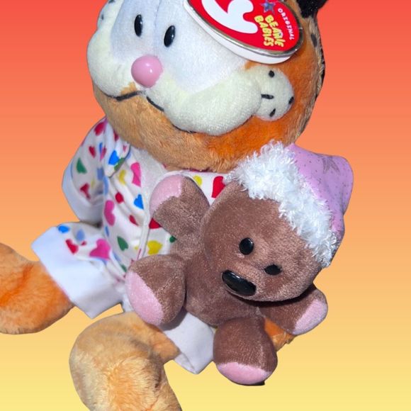 Ty Beanie Baby Goodnight Garfield & Pookie Plush Tags Attached 8.5" - Picture 2 of 4